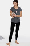 Zivame Graphic Print Cotton Top - Grey Melange — thumbnail 4